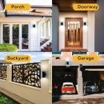 Kerry Outdoor Wall Lights, Up Down Mains Powered Lighting, Black Stainless Steel IP44 Waterproof, Exterior Wall Sconce for Indoor, Front Door, Patio, Hallway, Porch, Garden, Garage, Post - 2 Pack