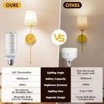 Battery Operated Wall Lights Set of 2, 10000mAh Rechargeable Wireless Wall Sconces with Remote, Dimmable 9 RGB Colours & 4 Light Temperatures, Magnetic Detachable Bulbs, for Bedroom Living Room