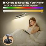 Speclux Rechargeable Wall Lights, LED Battery Operated Wall Lights with 7500mAh Battery Lamp for Bedroom, 3 Colors with 15 RGB Colors, 360°Rotate & Stepless Dimmable Brightness(2 Pack Black)