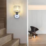 Sxtiger Modern Crystal Wall Light Sconce, E27 Silver Crystal Wall Lamp, Hardwired Wall Lighting Fixtures for Bedside Bedroom Living Room Corridor Dining Room Hallway (Silver Round)