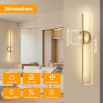 Dehobo Rechargeable Wall Sconce Lights, Battery Operated Wall Lights 3 Color Temperature, Gold Wall Lights Dimmable Wireless with Remote Control Golden 60CM for Living Room Bedroom Hallway, 2 Pack