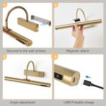 HARPER LIVING Picture Light for Wall Antique Brass, Rechargeable Picture Light with Remote, Dimmable & 3 Color Temps, Magnetic Battery Operated Wall Lights for Dartboard Frame Gallery