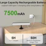 Speclux Rechargeable Wall Lights, LED Battery Operated Wall Lights with 7500mAh Battery Lamp for Bedroom, 3 Colors with 15 RGB Colors, 360°Rotate & Stepless Dimmable Brightness(2 Pack Black)