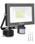 CLY Security Lights Outdoor Motion Sensor, 30W PIR Sensor Security Light 2820 Lumen IP66 Waterproof Motion Sensor Floodlight, 6500K Cold White LED Outdoor Light Mains Powered for Garden NO Earth Wire