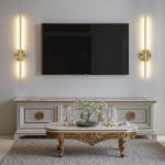 Dehobo Rechargeable Wall Sconce Lights, Battery Operated Wall Lights 3 Color Temperature, Gold Wall Lights Dimmable Wireless with Remote Control Golden 60CM for Living Room Bedroom Hallway, 2 Pack