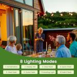 PBGMRT Dimmable Solar Outdoor String Lights - 30M/100FT G40 Solar Powered Garden Lights 38+2 LEDs, Remote 3 Timer 8 Modes Waterproof Outside Festoon Lights for Gardens Patios Fences Pergolas