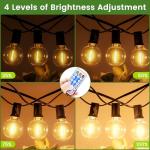 PBGMRT Dimmable Solar Outdoor String Lights - 30M/100FT G40 Solar Powered Garden Lights 38+2 LEDs, Remote 3 Timer 8 Modes Waterproof Outside Festoon Lights for Gardens Patios Fences Pergolas
