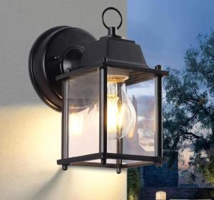 EBION Outdoor Wall Lantern,Black Outdoor Wall Lights IP44 Waterproof, Aluminum Exterior Wall Sconce Light Fixtures with Clear Glass Shade,Outside Wall Lamp for Porch Front Door Patio Garden