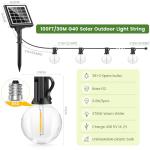PBGMRT Dimmable Solar Outdoor String Lights - 30M/100FT G40 Solar Powered Garden Lights 38+2 LEDs, Remote 3 Timer 8 Modes Waterproof Outside Festoon Lights for Gardens Patios Fences Pergolas