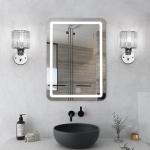 Sxtiger Modern Crystal Wall Light Sconce, E27 Silver Crystal Wall Lamp, Hardwired Wall Lighting Fixtures for Bedside Bedroom Living Room Corridor Dining Room Hallway (Silver Round)