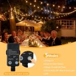 QIHANS Outdoor Garden String Lights Mains Powered, 100FT/30M Festoon Lights with Light Sensor Timer, 50+2 G40 Shatterproof Globe Bulbs, Waterproof Garden String Lights for Balcony Yard Patio Wedding