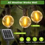 PBGMRT Dimmable Solar Outdoor String Lights - 30M/100FT G40 Solar Powered Garden Lights 38+2 LEDs, Remote 3 Timer 8 Modes Waterproof Outside Festoon Lights for Gardens Patios Fences Pergolas