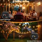 QIHANS Outdoor Garden String Lights Mains Powered, 100FT/30M Festoon Lights with Light Sensor Timer, 50+2 G40 Shatterproof Globe Bulbs, Waterproof Garden String Lights for Balcony Yard Patio Wedding