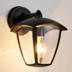 HARPER LIVING Outdoor Wall Lights, E27 Outside Lights Mains Powered, IP54 Weatherproof Aluminum, Black Exterior Wall Lamp with Clear Shade, Security Lights for Porch, Front Door, Garden, Patio