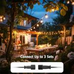 QIHANS Outdoor Garden String Lights Mains Powered, 100FT/30M Festoon Lights with Light Sensor Timer, 50+2 G40 Shatterproof Globe Bulbs, Waterproof Garden String Lights for Balcony Yard Patio Wedding