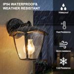 HARPER LIVING Outdoor Wall Lights, E27 Outside Lights Mains Powered, IP54 Weatherproof Aluminum, Black Exterior Wall Lamp with Clear Shade, Security Lights for Porch, Front Door, Garden, Patio