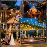 QIHANS Outdoor Garden String Lights Mains Powered, 100FT/30M Festoon Lights with Light Sensor Timer, 50+2 G40 Shatterproof Globe Bulbs, Waterproof Garden String Lights for Balcony Yard Patio Wedding