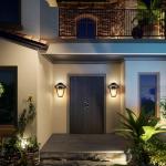 HARPER LIVING Outdoor Wall Lights, E27 Outside Lights Mains Powered, IP54 Weatherproof Aluminum, Black Exterior Wall Lamp with Clear Shade, Security Lights for Porch, Front Door, Garden, Patio