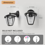 HARPER LIVING Outdoor Wall Lights, E27 Outside Lights Mains Powered, IP54 Weatherproof Aluminum, Black Exterior Wall Lamp with Clear Shade, Security Lights for Porch, Front Door, Garden, Patio