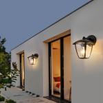 HARPER LIVING Outdoor Wall Lights, E27 Outside Lights Mains Powered, IP54 Weatherproof Aluminum, Black Exterior Wall Lamp with Clear Shade, Security Lights for Porch, Front Door, Garden, Patio