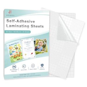 HYPERTAI Self-Adhesive Laminating Sheets, A4 Size 20-Pack No Heat No Machine Laminating Pouches, 225 * 310MM 100 Micron Glossy Protection Film for Home, School & DIY Crafts