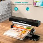 Crenova A4 Laminator, Thermal Laminator Machine for Hot and Cold Settings with 10 Laminating Pouches No Bubbles for School Home Use (Black)