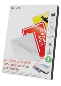 Pavo - Laminating Pouches A6 2x75 mic, Pack of 100 - Gloss