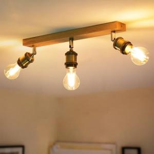 ANWIO Retro Ceiling Light Fitting,3 Way Spot Light Ceiling,Bedroom Lights Ceilings with E27,Adjustable Golden Ceiling Lighting,Kitchen Lights Ceiling,Spotlight Bar Lighting(NO Bulb)