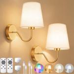 CS COSDDI Battery Operated Wall Lights Set of 2, RGB Dimmable Rechargeable Wall Lights Indoor Wireless Wall Sconces Set of 2 for Bedrooms Cordless Sconce Wall Lamp Remote Control