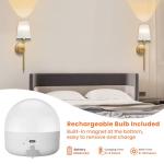 LGMCF Battery Operated Wall Sconce Set of 2, Rechargeable Wall Lights with 5000mAh Dimmable Detachable Charging Bulbs and Remote, 3 Color Temperature Wireless Sconces for Bedroom Living Room Hallway