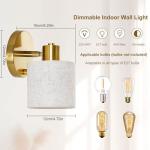 Lightess Wall Light with Switch Dimmable Gold Wall Sconce with Beige Linen Fabric Lampshade E27 40W Indoor Bedside Wall Lamp for Bedroom Living Room Hallway