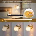 Lightess Wall Light with Switch Dimmable Gold Wall Sconce with Beige Linen Fabric Lampshade E27 40W Indoor Bedside Wall Lamp for Bedroom Living Room Hallway