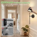 Kimjo 5200mAh Battery Operated Wall Lights Set of 2, Matt Black Rechargeable Wall Light Indoor, Cordless Wall Mounted Light with Remote, Dimmable Wall Sconce Light for Living Room Bedroom Corridor