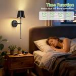 Kimjo 5200mAh Battery Operated Wall Lights Set of 2, Matt Black Rechargeable Wall Light Indoor, Cordless Wall Mounted Light with Remote, Dimmable Wall Sconce Light for Living Room Bedroom Corridor