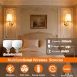 CS COSDDI Battery Operated Wall Lights Set of 2, RGB Dimmable Rechargeable Wall Lights Indoor Wireless Wall Sconces Set of 2 for Bedrooms Cordless Sconce Wall Lamp Remote Control