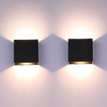 Glighone Wall Lights for Living Room, 2Pcs LED Indoor Wall Lamo Up Down Modern Wall Sconce Lighting, 6W Aluminum Hardwired Black Wall Lights for Hallway Bedroom, Stairs, Warm White