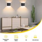 Glighone Wall Lights for Living Room, 2Pcs LED Indoor Wall Lamo Up Down Modern Wall Sconce Lighting, 6W Aluminum Hardwired Black Wall Lights for Hallway Bedroom, Stairs, Warm White