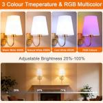 CS COSDDI Battery Operated Wall Lights Set of 2, RGB Dimmable Rechargeable Wall Lights Indoor Wireless Wall Sconces Set of 2 for Bedrooms Cordless Sconce Wall Lamp Remote Control