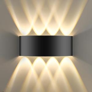 Oumida LED Wall Lights Indoor Modern Black Wall Wash Lights 8W 3000K IP65 LED Sconce Up and Down Wall Lamp for Living Room,Bedroom,Hallway (1 Pack)