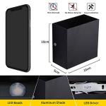 Glighone Wall Lights for Living Room, 2Pcs LED Indoor Wall Lamo Up Down Modern Wall Sconce Lighting, 6W Aluminum Hardwired Black Wall Lights for Hallway Bedroom, Stairs, Warm White