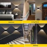 Glighone Wall Lights for Living Room, 2Pcs LED Indoor Wall Lamo Up Down Modern Wall Sconce Lighting, 6W Aluminum Hardwired Black Wall Lights for Hallway Bedroom, Stairs, Warm White