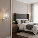 ANWIO Wall Lights,Bedroom Wall Lights,Silver Wall Light for Living Room,E27 Wall Light Shade Ceiling,Morden Crystal Wall Ceiling Light,Indoor Crystal Wall lamp(2 PCS,E27 Base,NO Bulbs)