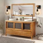 FORCOSO Vintage Wood Wall Lamp 2-Pack, Black E27 Sconce Lights, Industrial Rustic Wall Lighting for Living Room, Bedrooms, Hallway, Stair