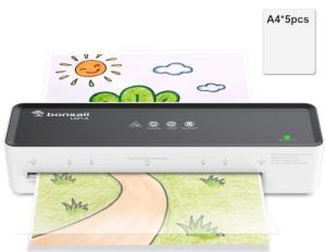 Bonsaii A4 Laminator Machine with 5 Laminating Sheets – 80-100mic Compatible, Compact & Portable Design, ABS Jam Release for Smooth Operation, Perfect for Home & Office Use (L421-A)