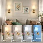 Battery Operated Wall Lights,Rechargeable Wall Lights with 5000mAh Dimmable Detachable Charging Bulbs and Remote,3 Color Temperature Wireless Wall Light for Living Room Bedroom Hallway(2 Pack)