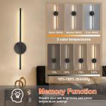 Ketom 2 Pack USB Rechargeable Wall Lights Black, LED Battery Operated Wall Lights Indoor with Remote, 3 Color Temperature & Dimmable & Timer Function, Wireless Sconces for Bedroom Hallway