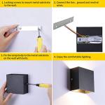 Glighone Wall Lights for Living Room, 2Pcs LED Indoor Wall Lamo Up Down Modern Wall Sconce Lighting, 6W Aluminum Hardwired Black Wall Lights for Hallway Bedroom, Stairs, Warm White