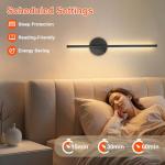 Ketom 2 Pack USB Rechargeable Wall Lights Black, LED Battery Operated Wall Lights Indoor with Remote, 3 Color Temperature & Dimmable & Timer Function, Wireless Sconces for Bedroom Hallway