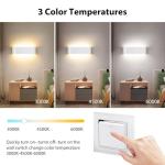 OOWOLF Indoor Led Wall Lights - 2 Pack 3000K/4500K/6000K Adjustable Color Temperature Wall Lights for Bedroom Living Room Kitchen Dining Room