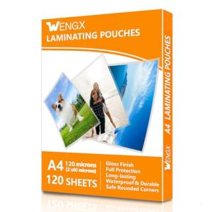 120 Sheets A4 Laminating Pouches,Gloss Finish,Rounded Corners, Clear,120 Micron (2 x 60 Micron) Laminator Pouches Glossy Laminate Pouch-Flexible Rigidity for Everyday Use
